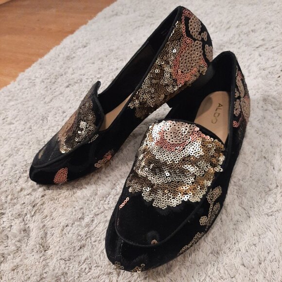 Aldo statement sequin velvet with embroidery loafers - Picture 1 of 10